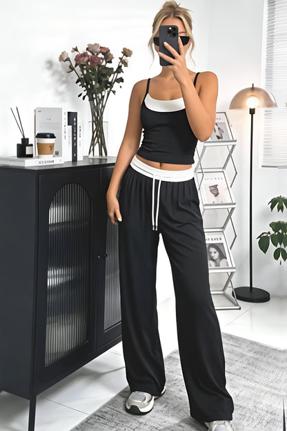 Cozy Grey Cami & Wide-Leg Pants Loungewear Set