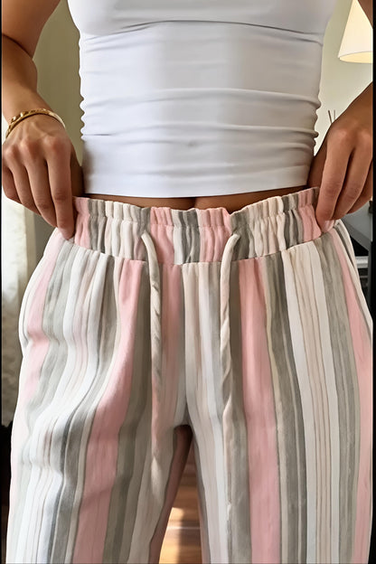Women's High Waist Striped Wide Leg Pants