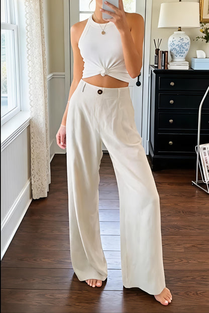 Women's High Waist Wide Leg Linen Pants