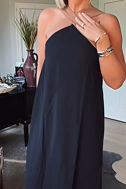 Elegant long dress with a flowing neckline