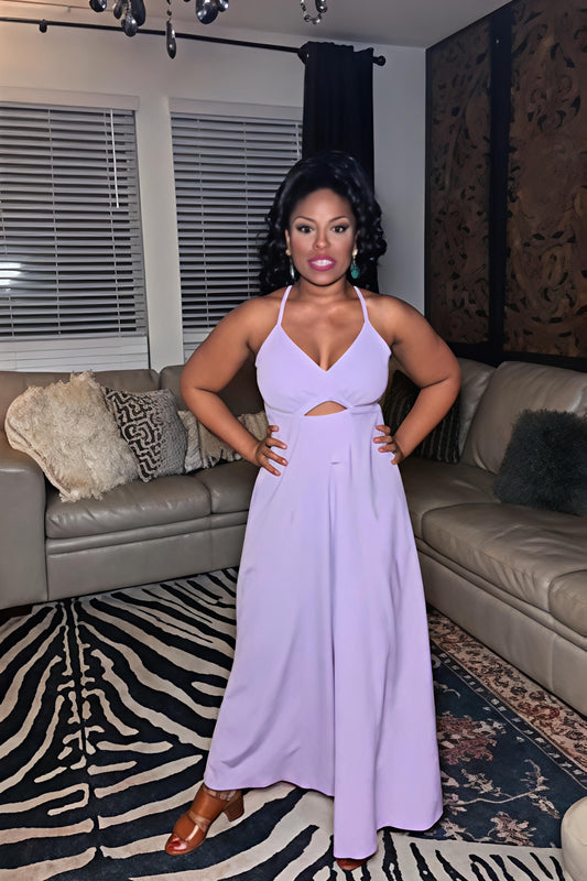 Lilac Cross-Back Maxi Dress