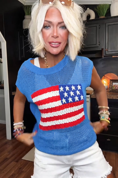 American 250th Anniversary Flag Knit Tank Top