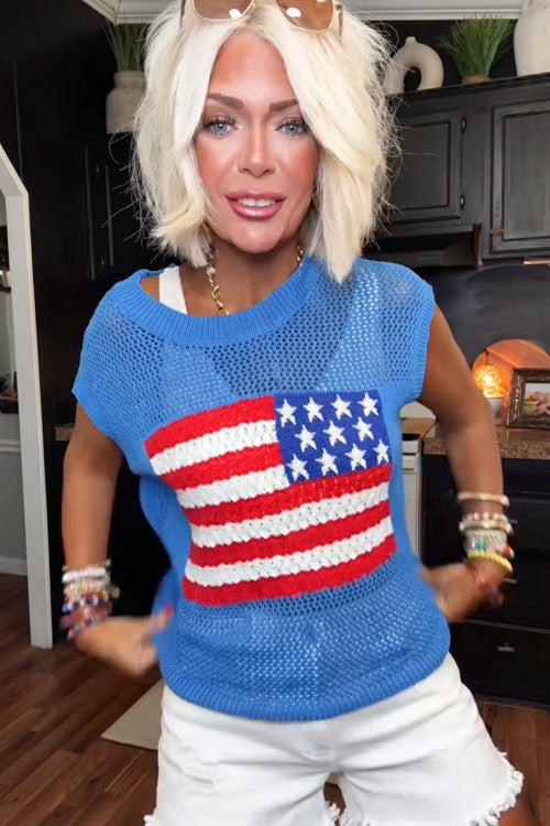 American 250th Anniversary Flag Knit Tank Top