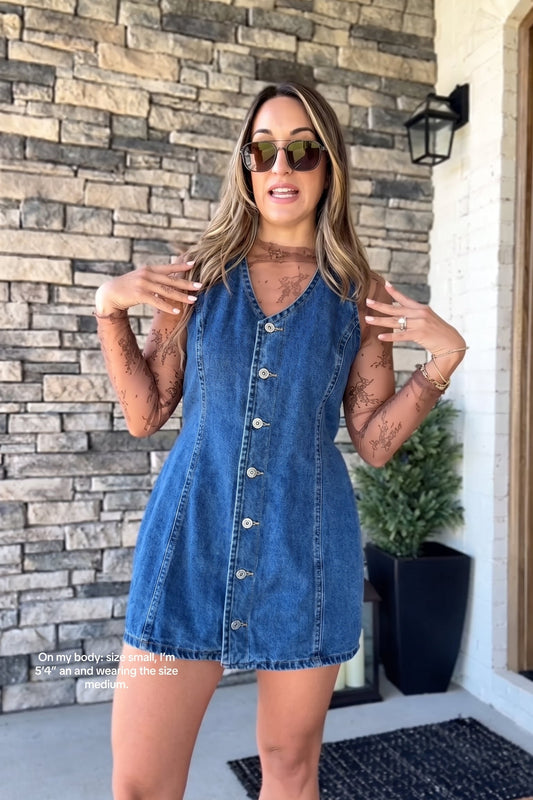 Sleeveless Button-Down Denim Mini Dress