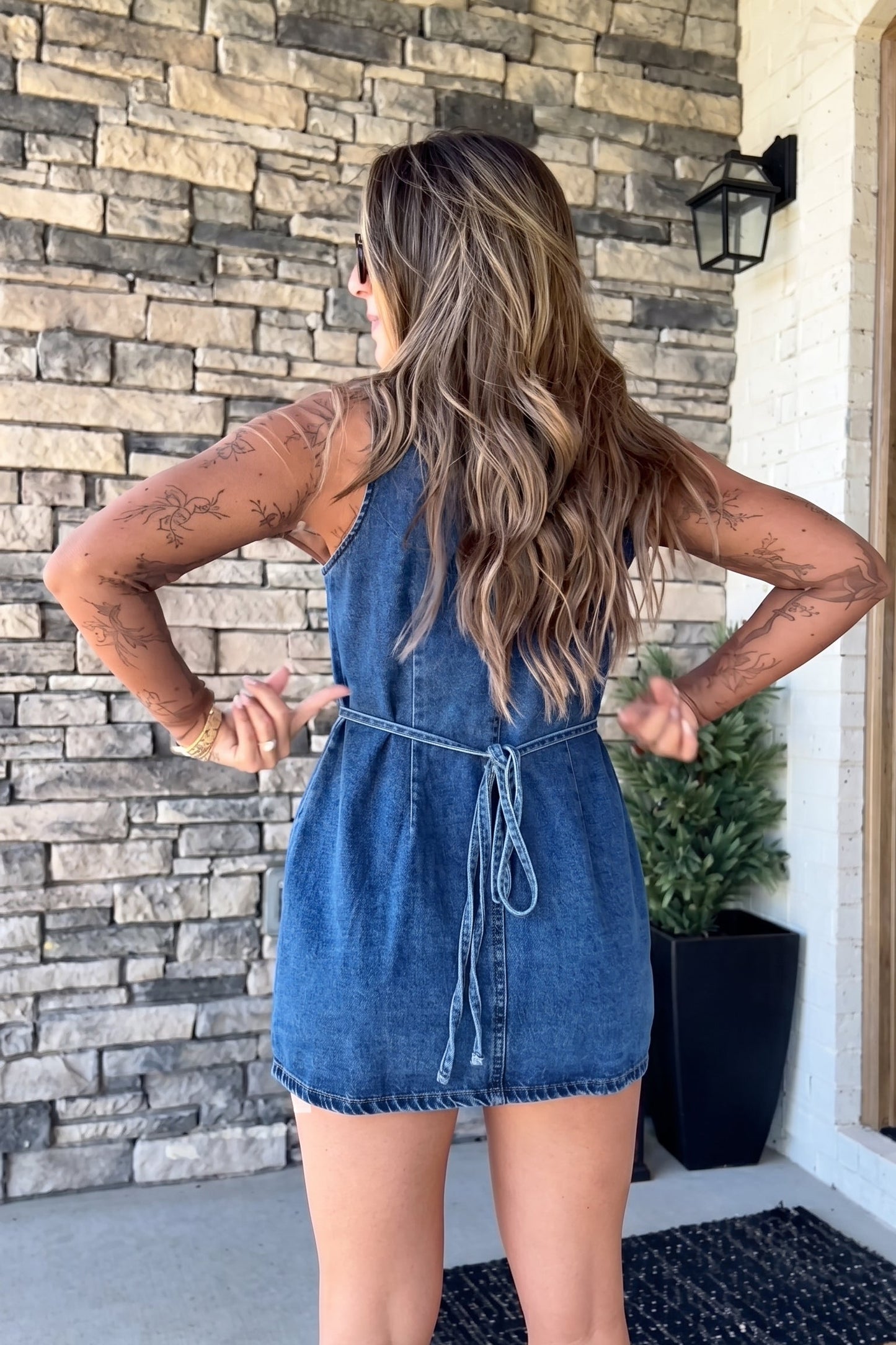 Sleeveless Button-Down Denim Mini Dress