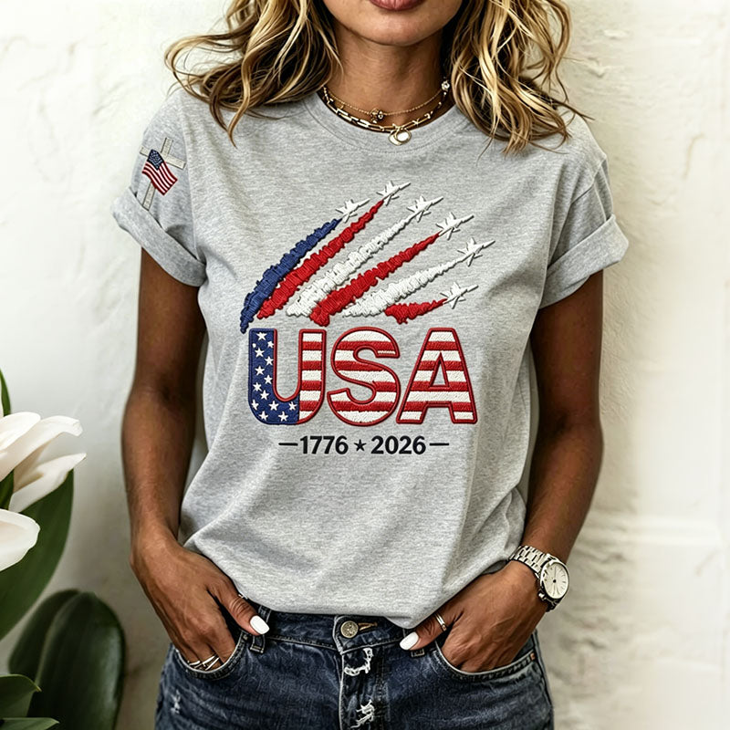 Women’s Usa Anniversary Print Crew Neck Short Sleeve T-shirt