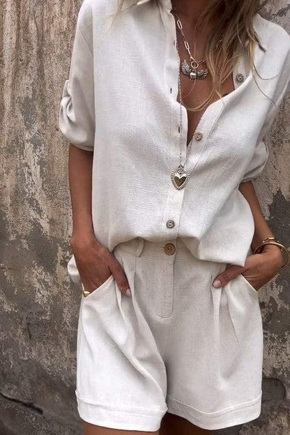 Middle Sleeves Lapel Shirt Suit