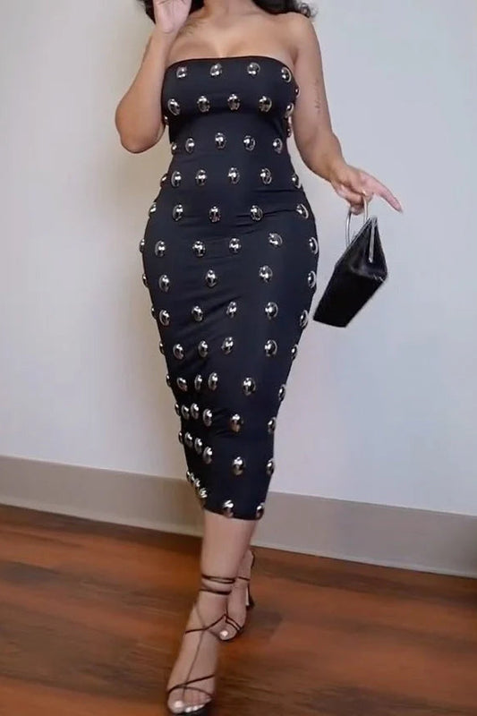 Metal Detailing Midi Dress