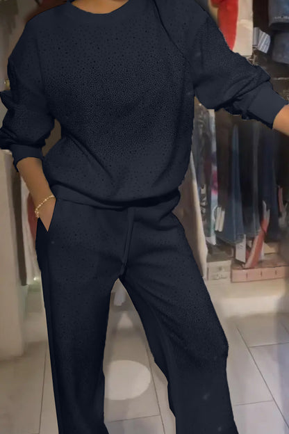 Women's Round Neck Rhinestone Fashion Casual Suit