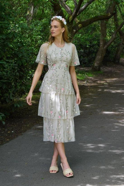 Floral Embroidered Midi Dress