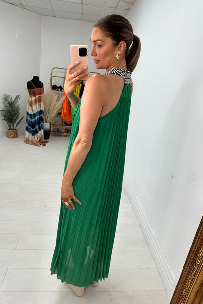 Pleated Racerback Maxi Dress