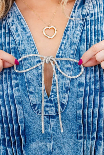 Women's Sparkly Rhinestone Denim Romper