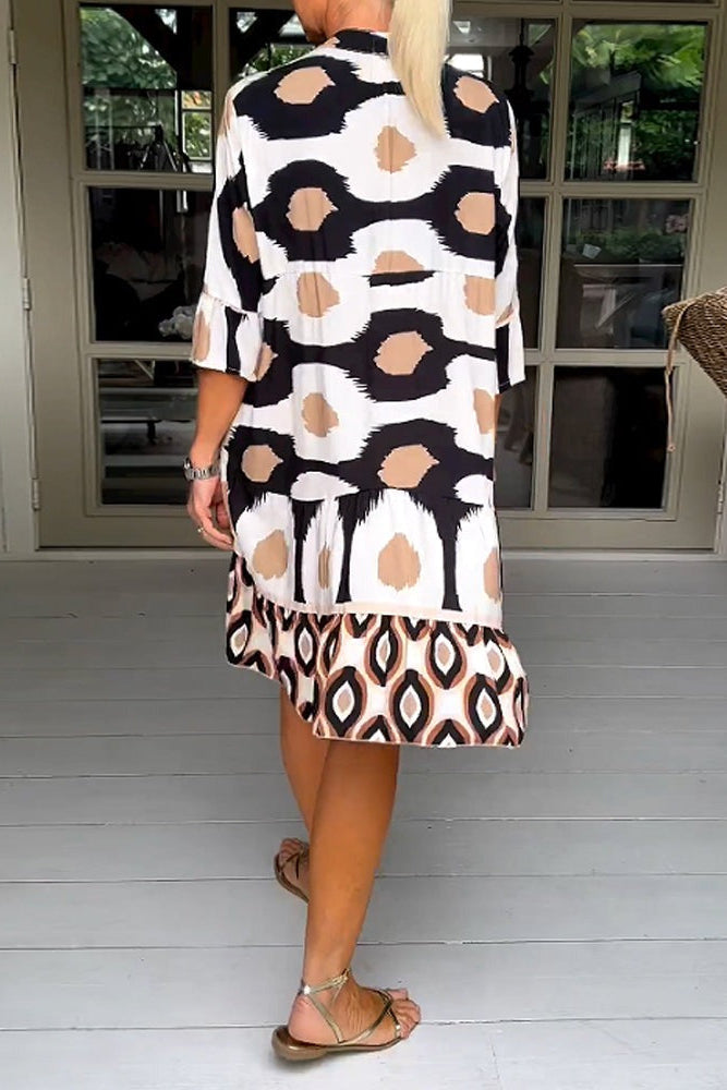 Printed 3/4 Sleeve Dress