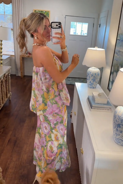 Spring Bloom Strapless Maxi Dress