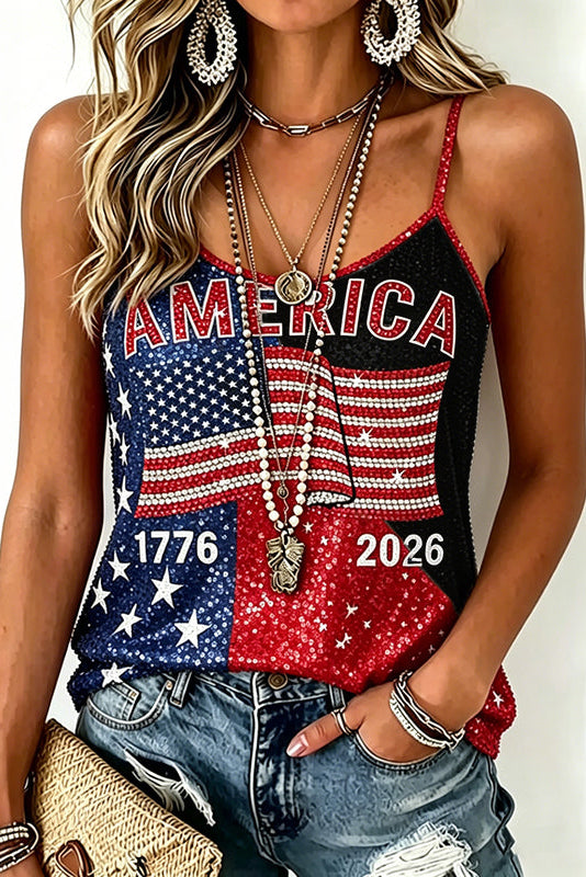 Women's Independence Day Print Sleeveless Camisole Top