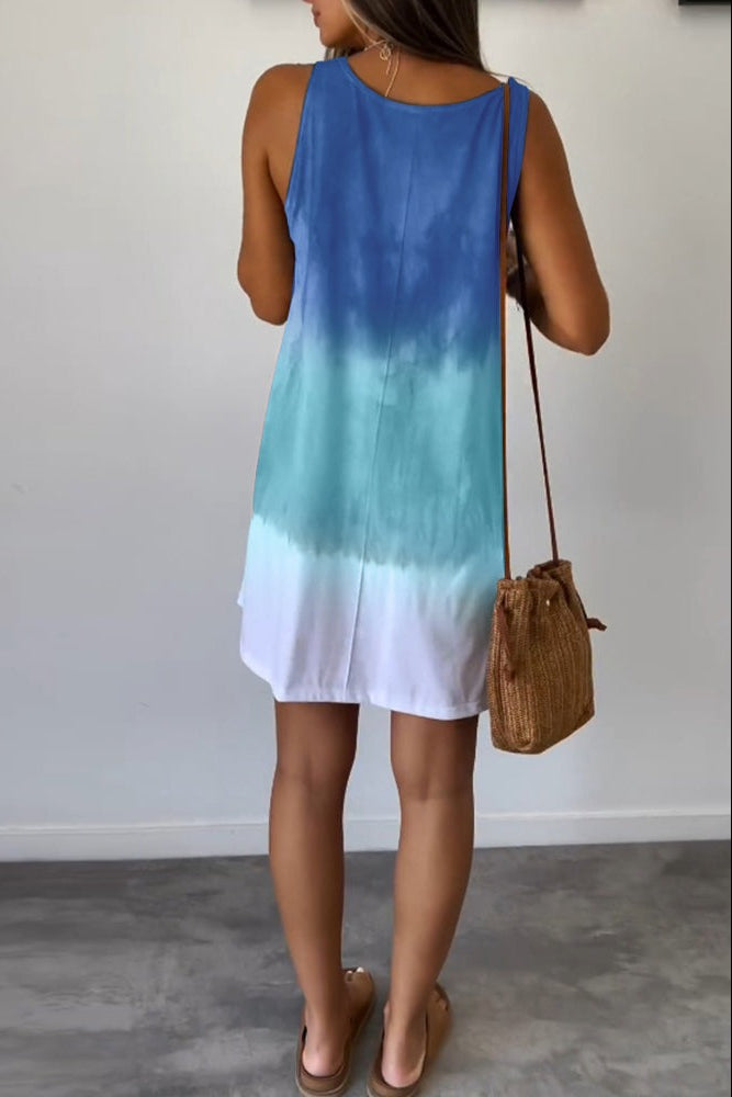 Sleeveless Color Block Casual Dress