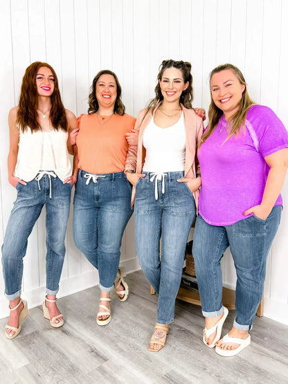 Drawstring Utility Straight Jeans