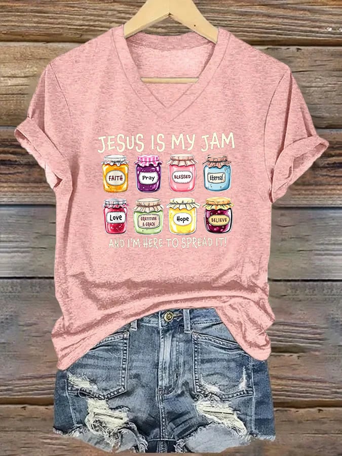 Women's Jesus Is My Jam And Im Here To Spread It Christian Faith T-shirt