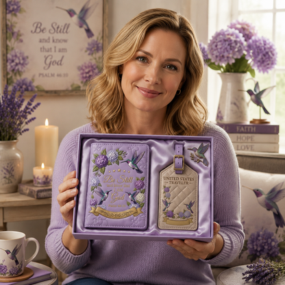 Christian Hummingbird Passport Holder & Luggage Tag Gift Set