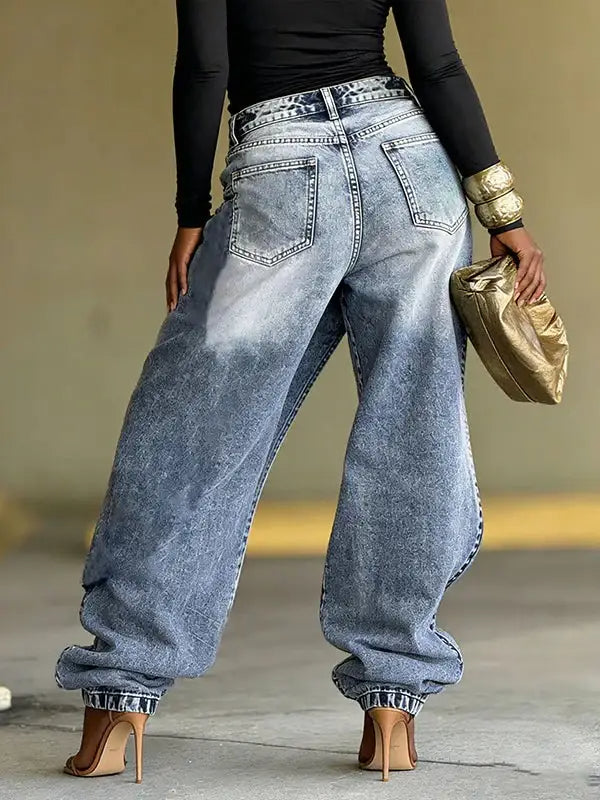 Ripped Fringed Loose Jeans