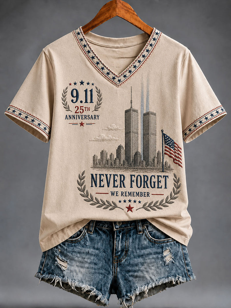 Women's 9.11 25th Anniversary Never Forget Short-sleeved T-shirt