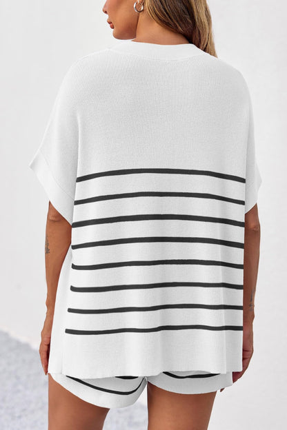 Women's Striped 2 Piece Outfits Oversized Batwing