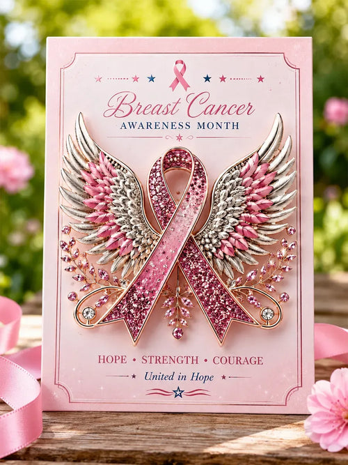 Pink October Breast Cancer Awareness Brooch