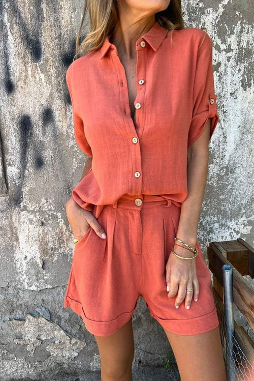 Middle Sleeves Lapel Shirt Suit