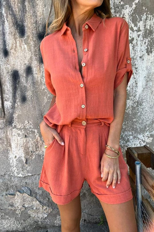 Middle Sleeves Lapel Shirt Suit