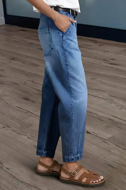 Washed Barrel Leg Jeans