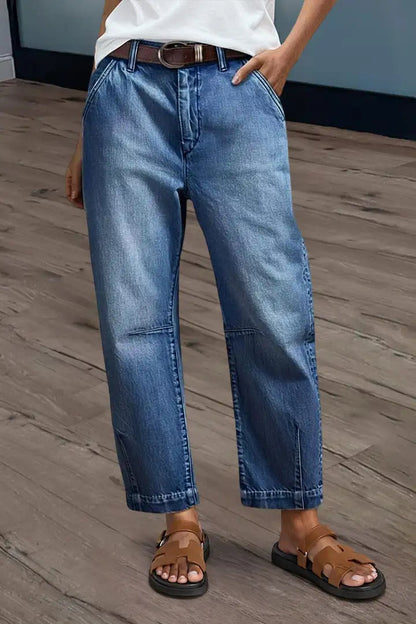 Washed Barrel Leg Jeans