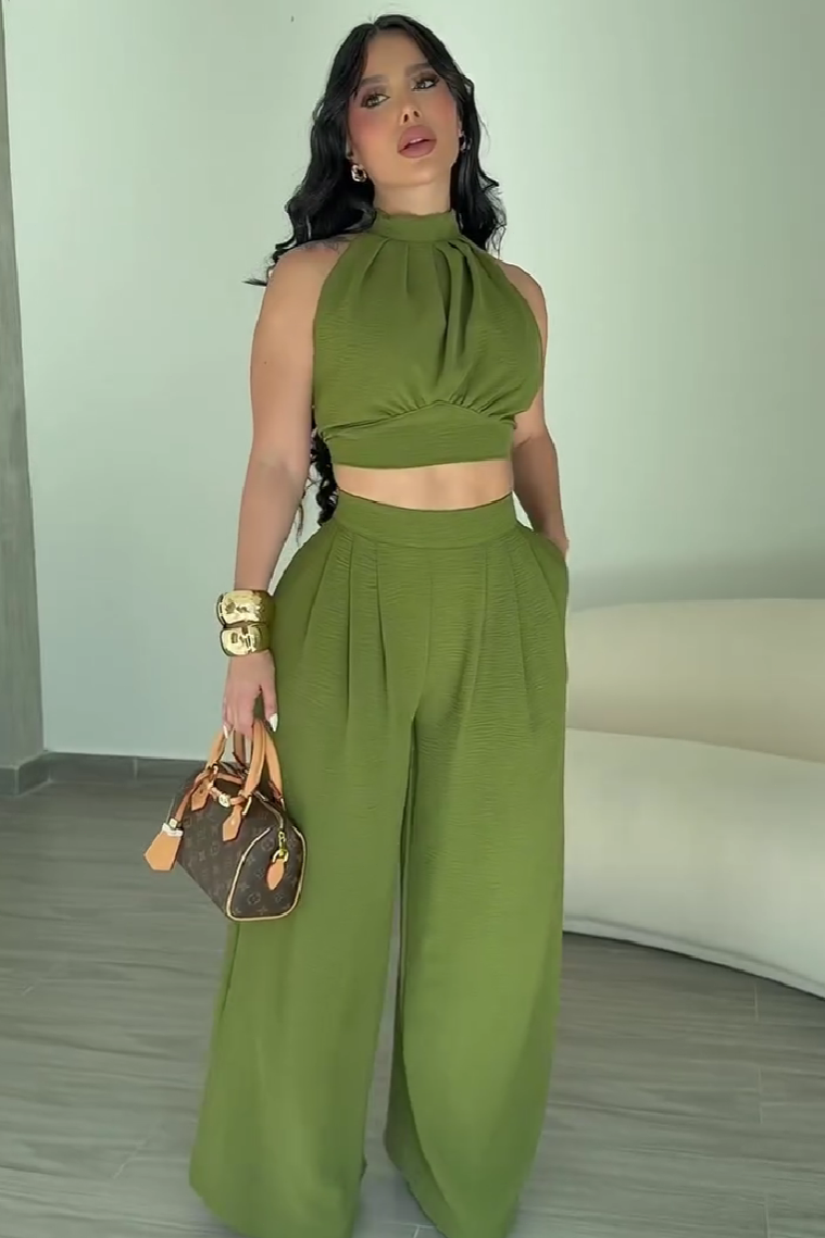 🔥 Halter Neck Backless Two-Piece Set