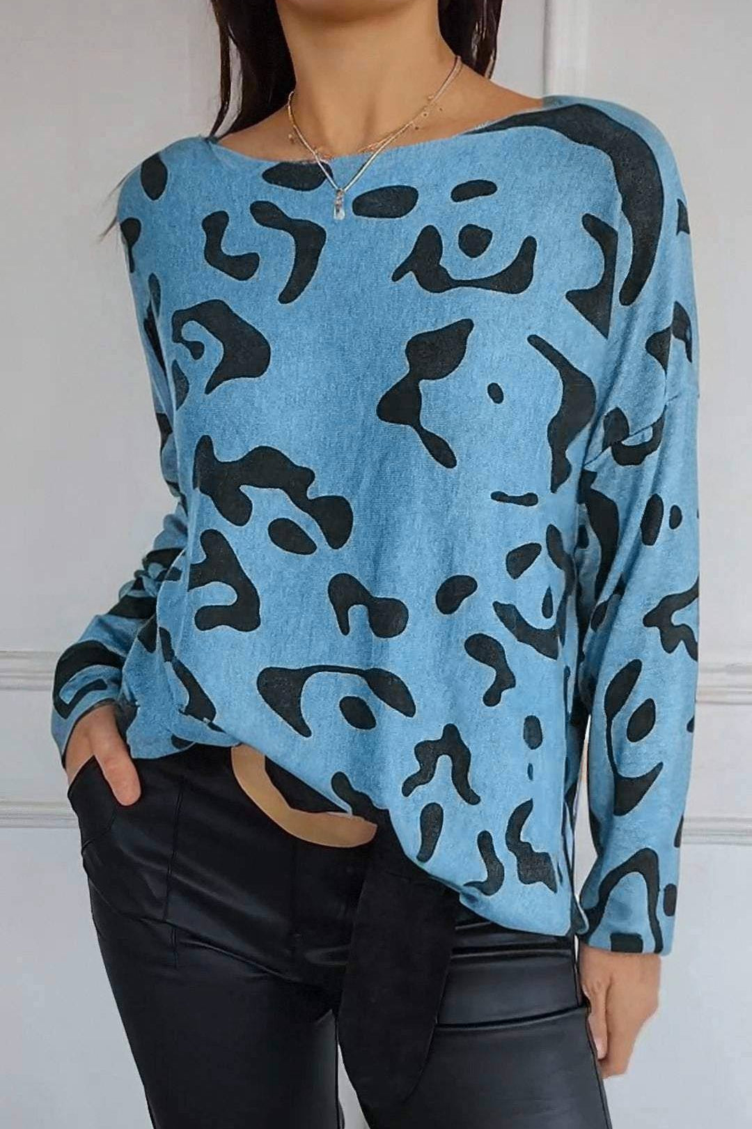 Casual Crew Neck Printed Top