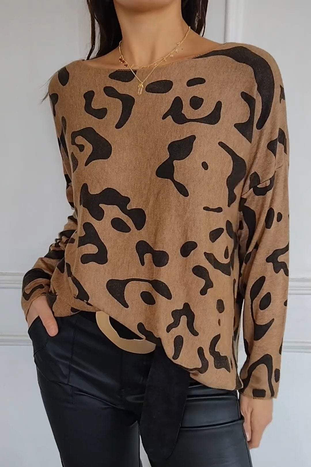 Casual Crew Neck Printed Top