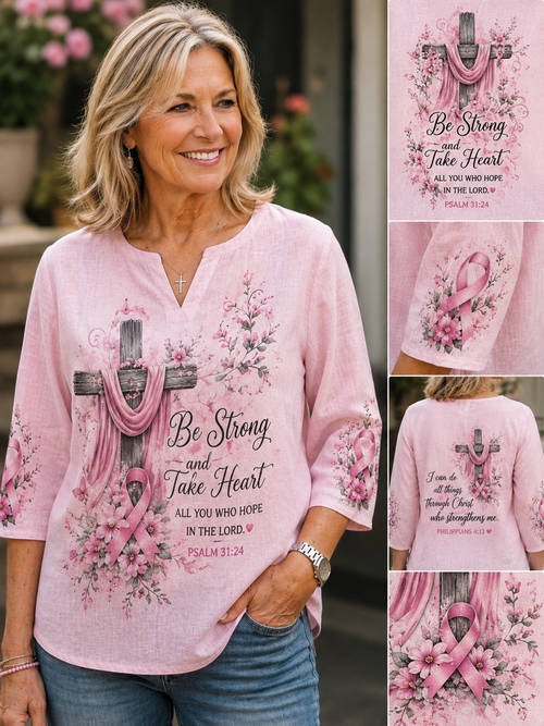 Be Strong & Take Heart — Christian Breast Cancer Awareness Blouse
