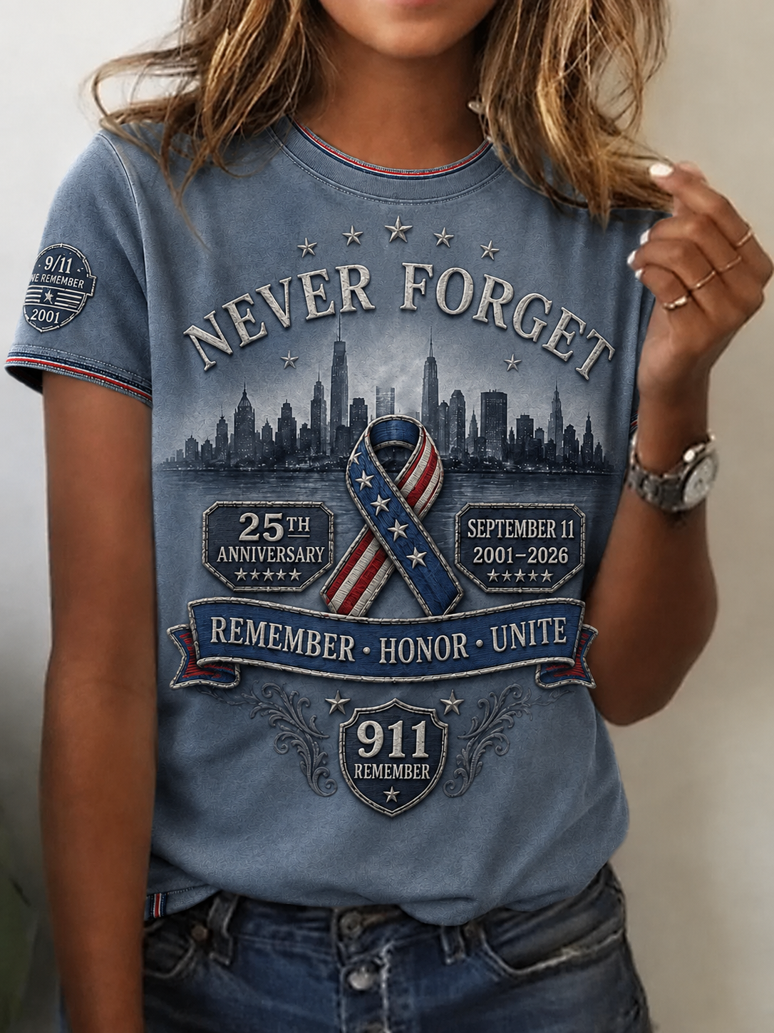 Women's 9.11 Never Forget Printed T-shirt