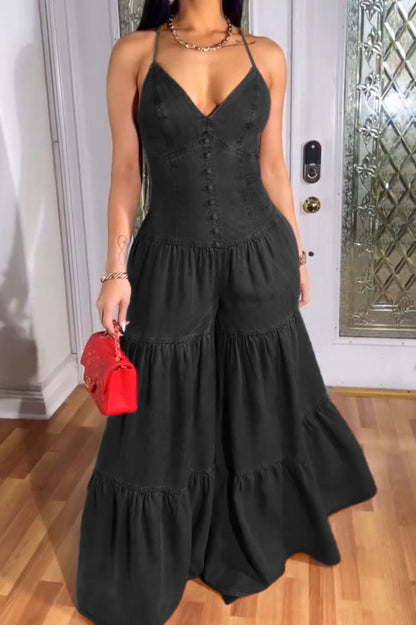 Sexy Halterneck Sleeveless Denim Dress