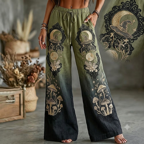Witch Mushroom Boho Gradient Wide Leg Pants