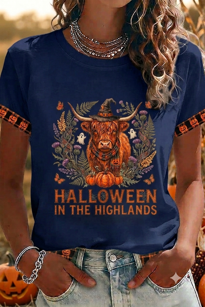 Halloween In The Highlands Highland Cow Tee