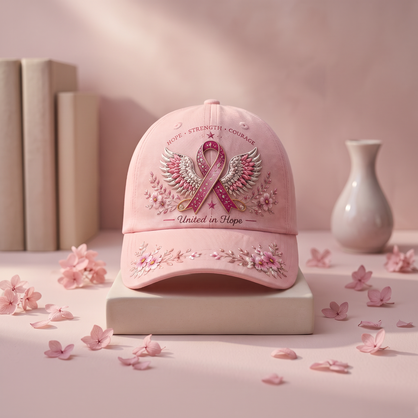 Pink Ribbon Angel Wings Breast Cancer Awareness Baseball Cap