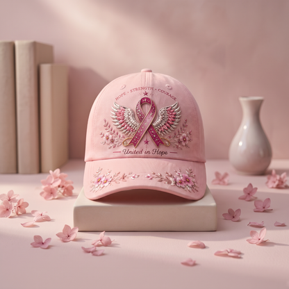 Pink Ribbon Angel Wings Breast Cancer Awareness Baseball Cap