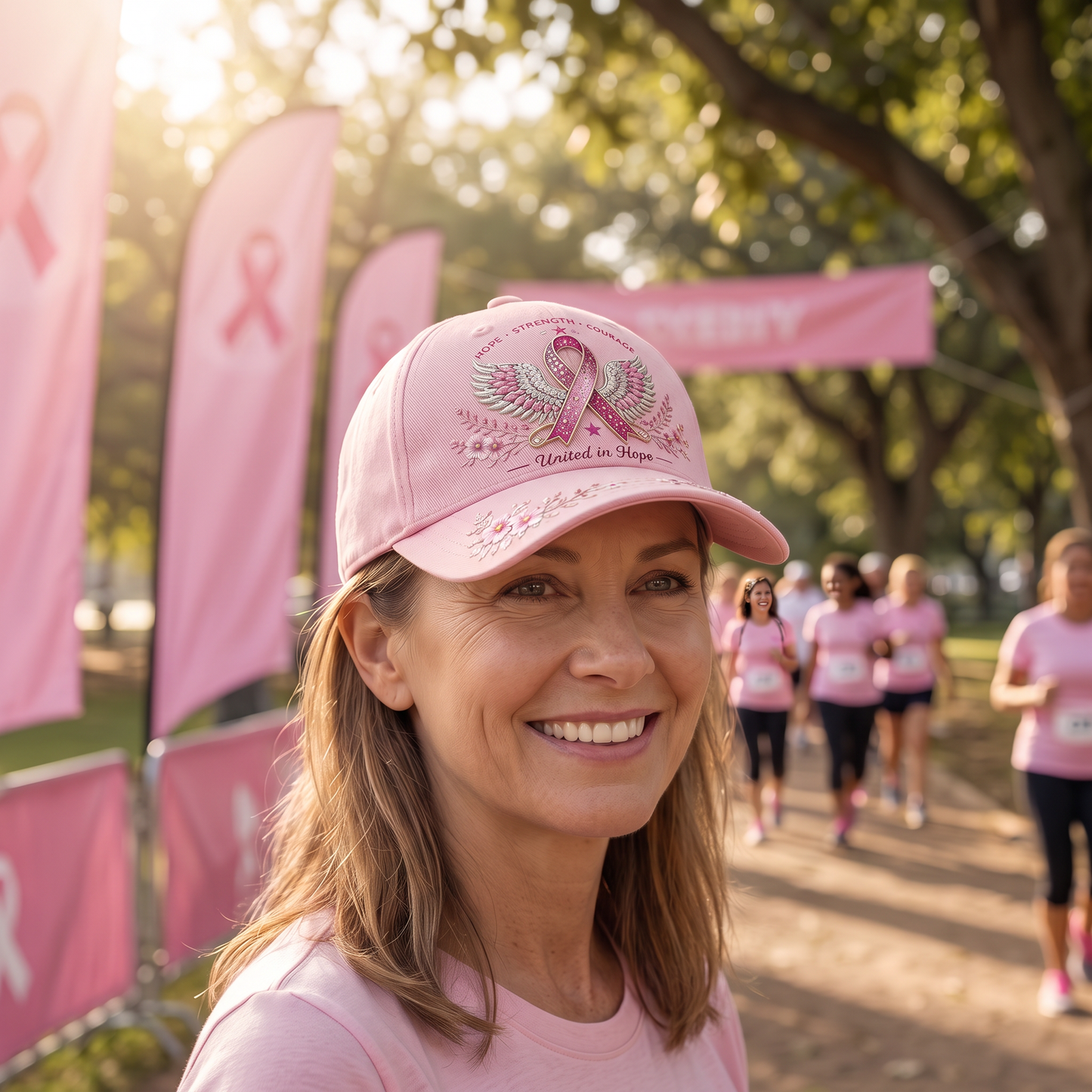 Pink Ribbon Angel Wings Breast Cancer Awareness Baseball Cap