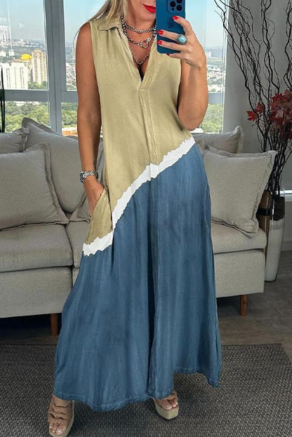 Tie-dye V-neck Lapel Dress