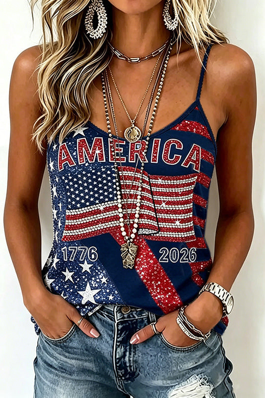 Women's Independence Day Print Sleeveless Camisole Top