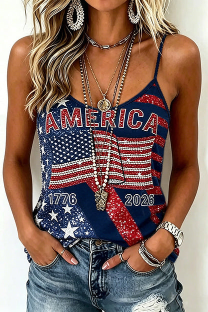 Women's Independence Day Print Sleeveless Camisole Top