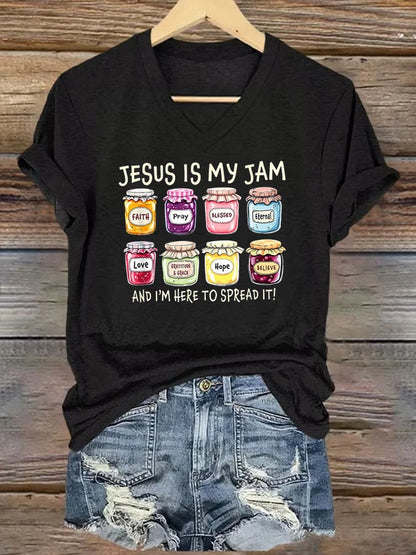 Women's Jesus Is My Jam And Im Here To Spread It Christian Faith T-shirt