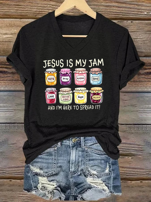 Women's Jesus Is My Jam And Im Here To Spread It Christian Faith T-shirt