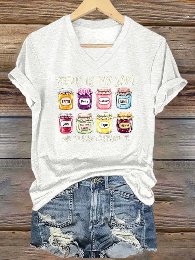 Women's Jesus Is My Jam And Im Here To Spread It Christian Faith T-shirt