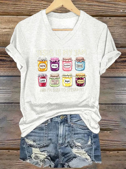 Women's Jesus Is My Jam And Im Here To Spread It Christian Faith T-shirt