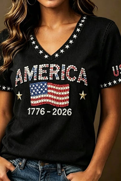 Women's Anniversary Art Print Casual V-neck T-shirt
